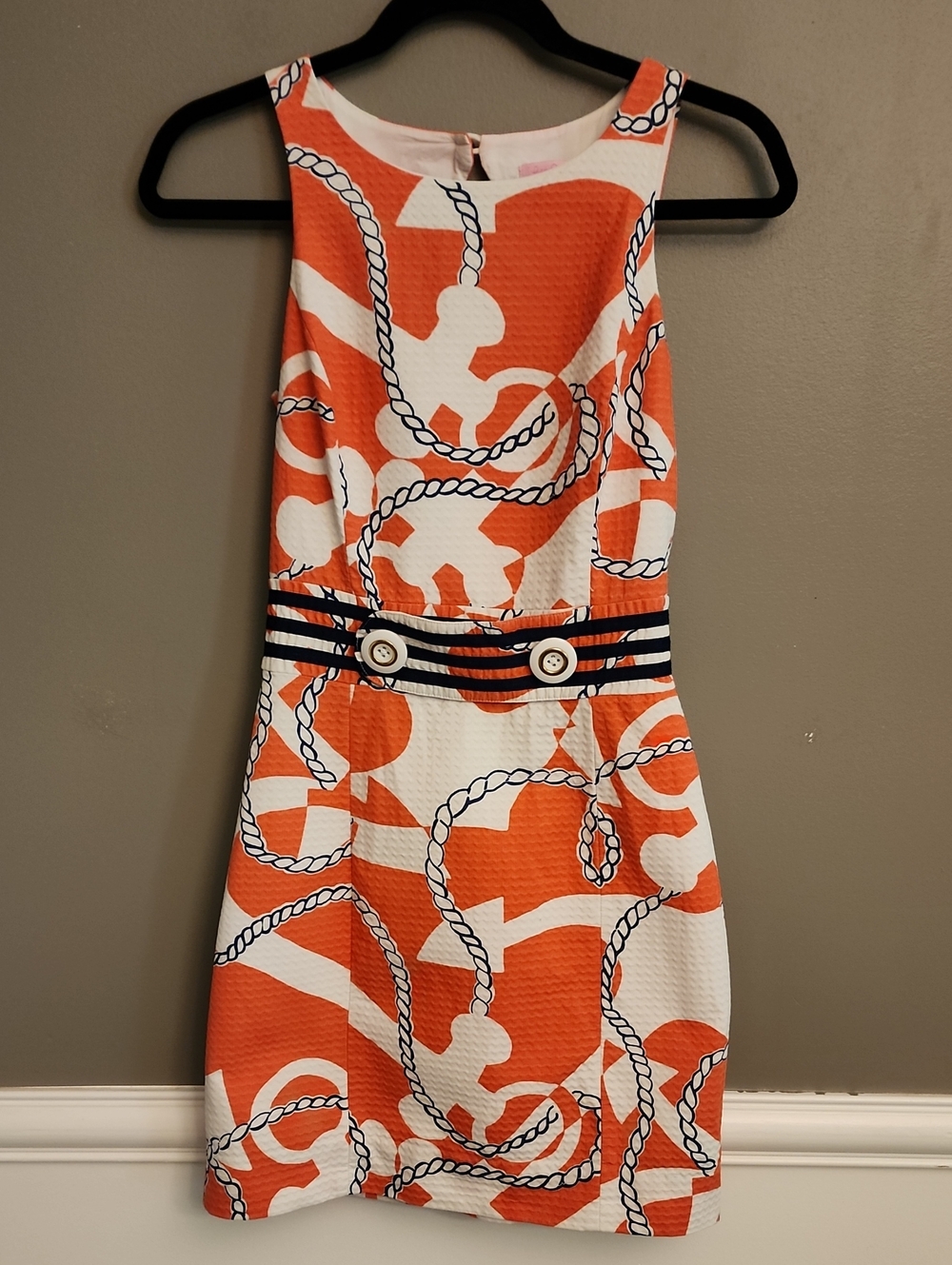 Lily Pulitzer Sleeveless Orange & White Rope-Print Dress
